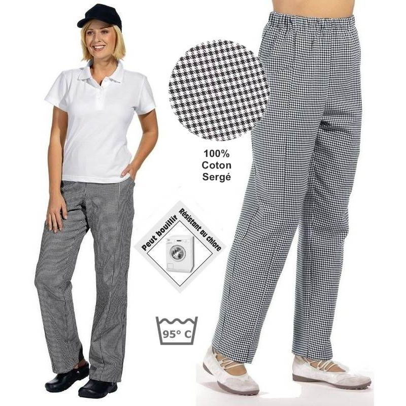 Pantalon de cuisine coton élastiqué Pied de poule - Cdiscount Prêt-à-Porter