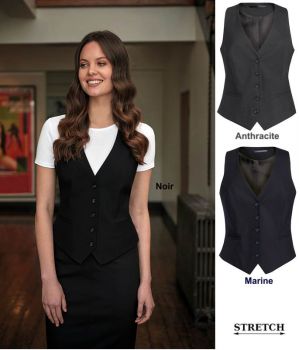 Gilet de Tailleur Femme, 5 Boutons, Tissu Stretch Confortable et Résistant