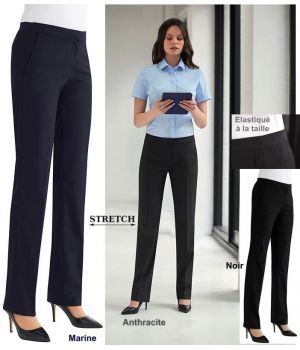 Pantalon femme taille haute en tissu noir - Vêtements