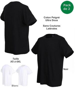 Tee-shirt Maillot de Corps Homme, Ceceba, Sans Coutures Latérales, Coton peigné, Le pack de 2