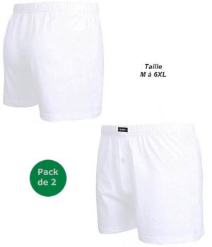 Short Blanc, Sous Vêtement Homme, Pack de 2, Ceinture Confort en Jersey