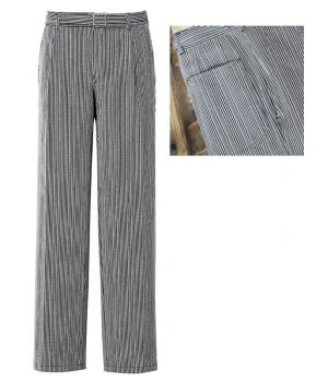 Pantalon Cuisinier Coton, Rayé Noir-gris, Taille 38.