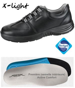 Chaussures Femme et Homme Abeba, Confort et Légereté, Cuir Noir, Lacets