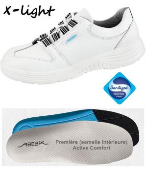 Chaussures Femme et Homme Abeba, Confort et Légereté, Cuir Blanc, Lacets