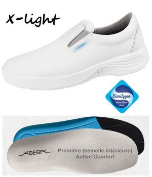 Chaussures Femme et Homme Abeba, Cuir Blanc, Élastique a l'Empeigne