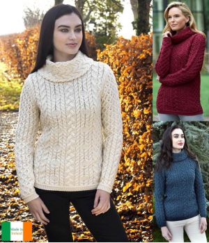 Magnifique Pull Irlandais, Motif Torsades et Nid d'abeille, Laine Mérinos