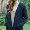 Magnifique Manteau Irlandais, Motif Chevrons, Couleur Bleu Mallard