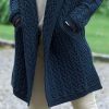 Magnifique Manteau Irlandais 100% Laine Mérinos, Couleur Bleu Mallard