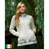 Gilet Irlandais Femme, Couleur Écru, 100% Laine Mérinos extra douce