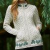 Gilet Irlandais Femme, Écru, 100% Laine Mérinos extra douce