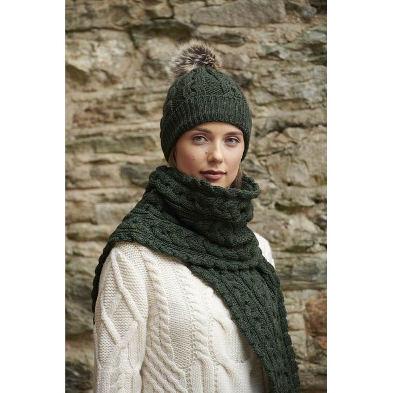 Bonnet irlandais chaud laine mérinos pompon Aran Crafts