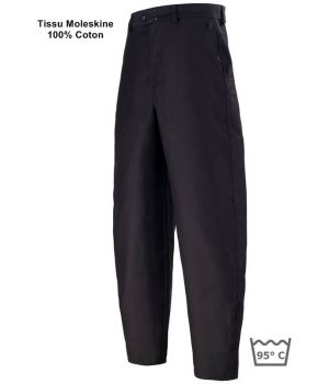 Pantalon de Travail Moleskine Noir, 100% Coton Sanfor, Adolphe Lafont