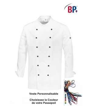 veste grand chef, avec liseré, tissu Comfortech-Stretch, pouvant bouillir à 95° C