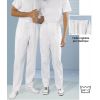 Pantalon blanc femme et homme polyester coton, Taille réglable par élastique