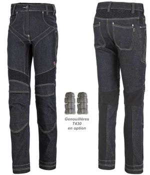 Pantalon Jean de Travail Femme Adolphe Lafont, Modèle Wing, Bleu Indigo