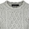 Magnifique Pull Irlandais Femme, Col Rond, Couleur Argent