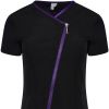 Blouse Professionnelle Femme, Col en V, Noir et violet