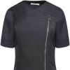 Blouse Professionnelle Femme, Fermeture Zip Style Diamant, Gris
