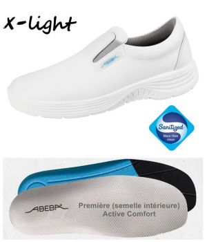 Chaussures Homme et Femme Abeba, Cuir blanc, Embout acier, Active Comfort