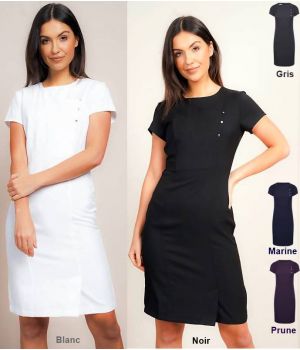Robe à Coupe Ajustée, 100% Polyester Twill Doux, Taille 40 et 46.