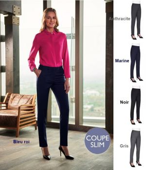 Pantalon Femme, Coupe Slim, Chic et Raffiné, Polyester Laine et Lycra