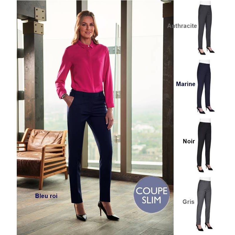 Pantalon Femme, Coupe Slim, Chic et Raffiné, Polyester Laine et Lycra