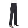Pantalon femme taille haute, rayures anthracite