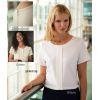 Chemisier blouse Crêpe de chine Manche courte col rond Blanc