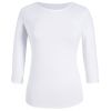 Top Femme, Col arrondi, Manches 3/4, Blanc