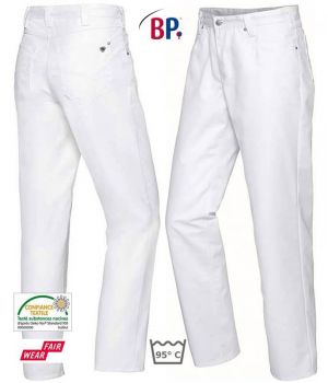 Jean Blanc Femme et Homme, 5 Poches, Peut Bouillir, Passants pour Ceinture