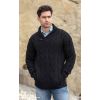 Pull Irlandais pour Homme à col châle en V, Noir