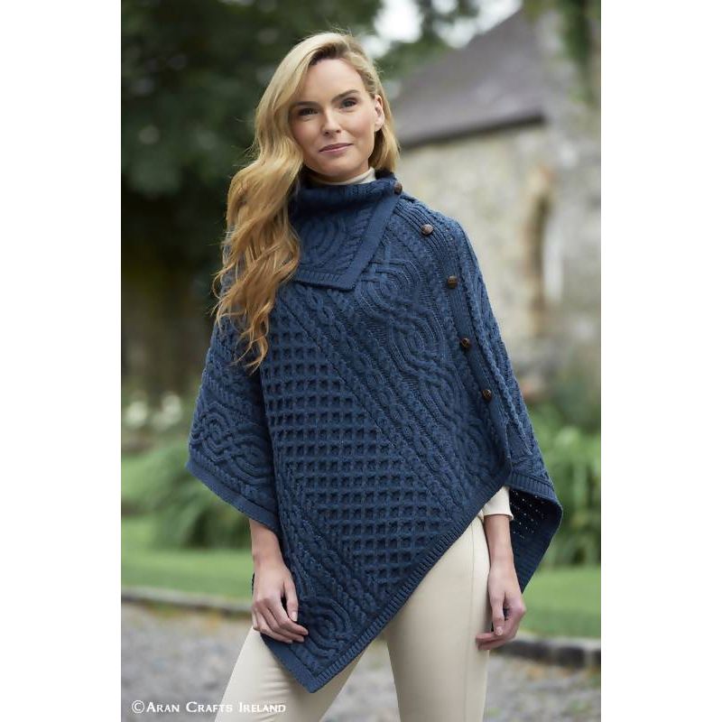 Poncho Femme Manteau à Boutons