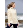 Pull Femme Irlandais, Col Roulé, Ecru