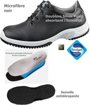 Chaussures de Travail Fashion et Confort, Lacets, Microfibre Noir