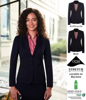 Veste Femme, Coupe Cintrée, 2 Poches, Tissu Robuste Stretch Lycra