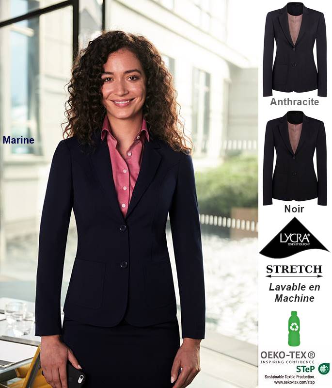 Veste Femme, Coupe Cintrée, Confort Stretch, Lavable en Machine