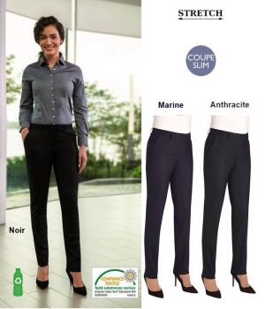 Pantalon Femme, Coupe Slim, Stretch Confort, Tissu Résistant