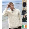 Pull Irlandais pour Homme à col châle en V, Laine Mérinos 