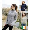 Pullover Sweater Irlandais Femme, Points Traditionnels, Maine Mérinos