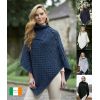 Poncho Irlandais, Cape avec Col et boutons, 100% Laine Mérinos