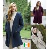 Magnifique Manteau Irlandais à Capuche, Motif Chevrons, 100% Laine Mérinos
