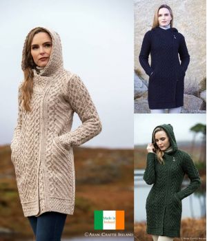 Magnifique Manteau Irlandais Femme, Avec Capuche, Zip Latéral