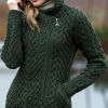 Magnifique Manteau Irlandais Femme, Zip Latéral, Vert armée