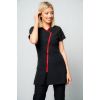 Blouse Esthéticienne, Fermeture Zip, Noir et rouge