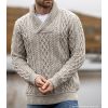 Pull Irlandais pour Homme, Col châle, Beige grisé chiné