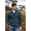 Pull Irlandais pour Homme, 100% Laine Mérinos, Bleu paon