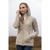 Magnifique Cardigan Irlandais Femme, Beige chiné, Poches Kangourou 