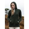 Magnifique Cardigan Irlandais Femme, Capuche, Vert foncé