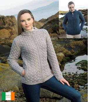 Cardigan Irlandais Femme, Confortable et Chaud, 100% Laine Mérinos Extra Douce