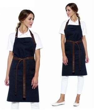 Tablier à Bavette, Look Tendance, 100% Coton, Noir